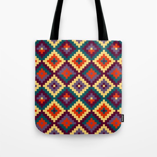 Aztec pattern - purple, red, blue, yellow Tote Bag