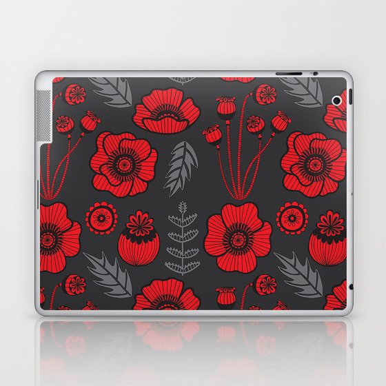 Red Poppy Pattern Laptop & iPad Skin