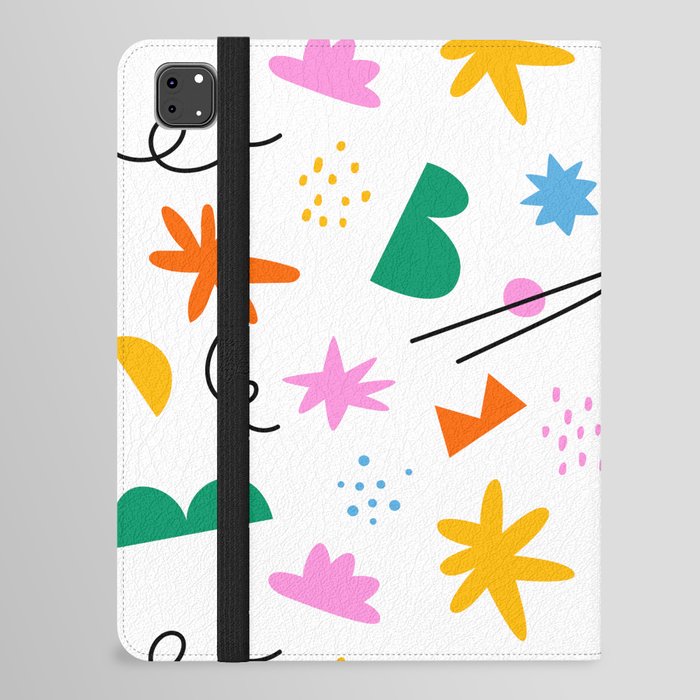 Abstract organic shape seamless pattern with colorful doodles iPad Folio Case