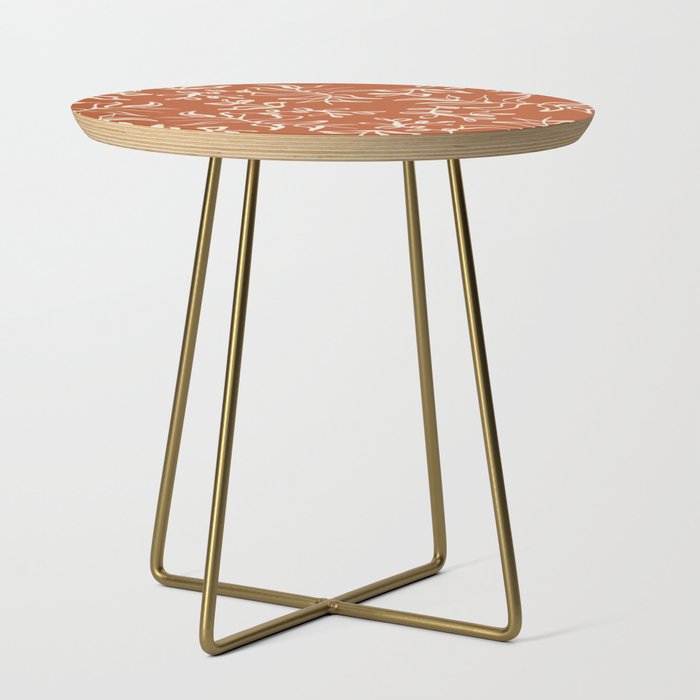 Terracotta Foliage Abstract Side Table