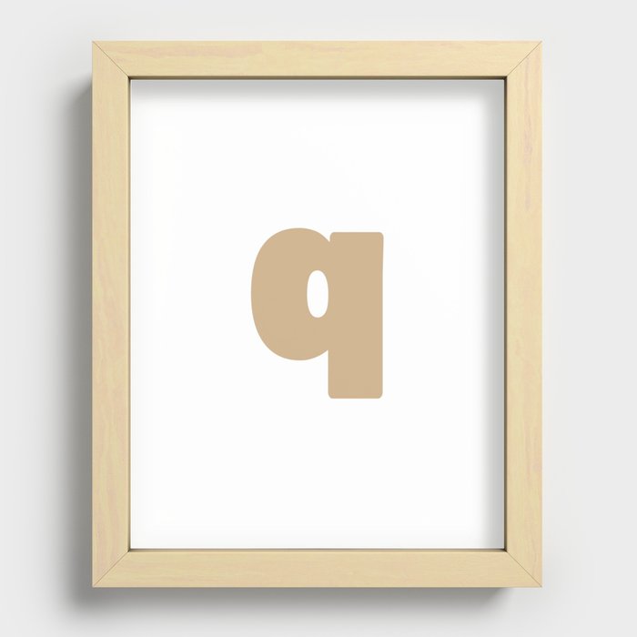 q (Tan & White Letter) Recessed Framed Print
