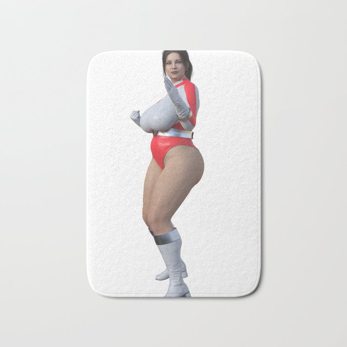 A Beautiful Superhero Milf in Action - 3D Art Bath Mat