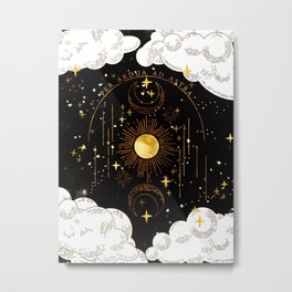 Per Ardua Ad Astra | Sun, Moon and Stars | Divine Witchy Aesthetic Print Metal Print | Graphicdesign, Moonandsun, Wicca, Alchemy, Astrology, Celestial, Moonphases, Divine, Sun, Witch 