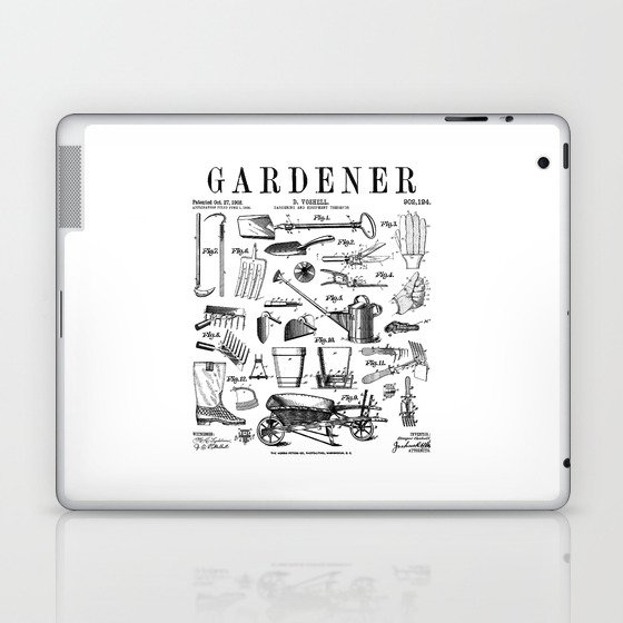 Gardener Gardening Garden Plant Tools Vintage Patent Print Laptop & iPad Skin