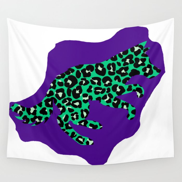 Teal leopard wolf  Wall Tapestry