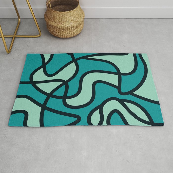 Messy Scribble Texture Background - Viridian Green and Pearl Aqua Rug