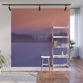 Foggy Winter Evening With Beautiful Sunset Colors In The Sky #decor #society6 #buyart Wall Mural