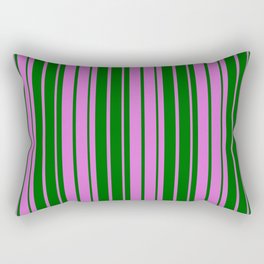 [ Thumbnail: Orchid & Dark Green Colored Striped Pattern Rectangular Pillow ]