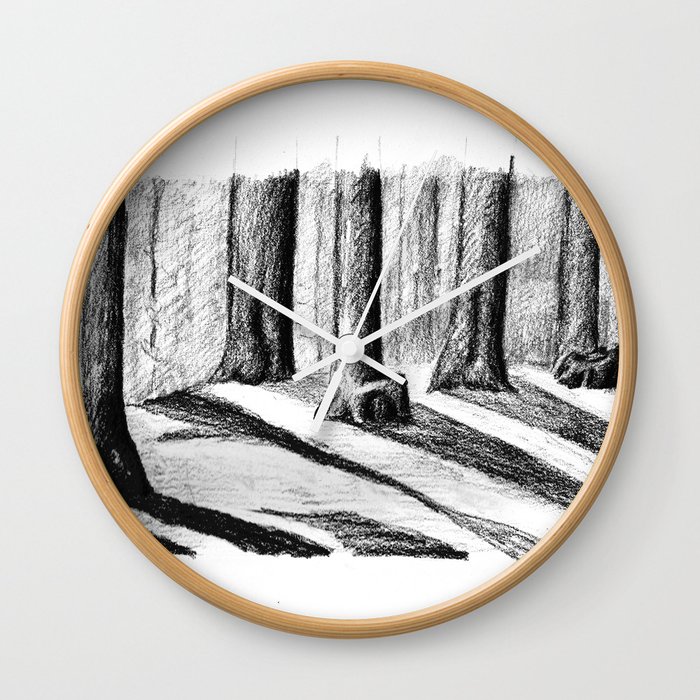 Trees Casting Shadows in the Woods Wall Clock