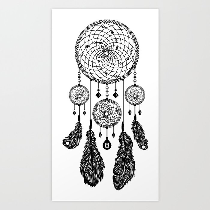 dreamcatcher drawing black white