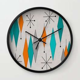 Mid-Century Modern Diamond Pattern Wall Clock