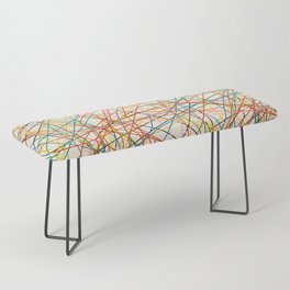 Colorful Minimal Decorstive Abstract Line Art In Retro Colors Bench