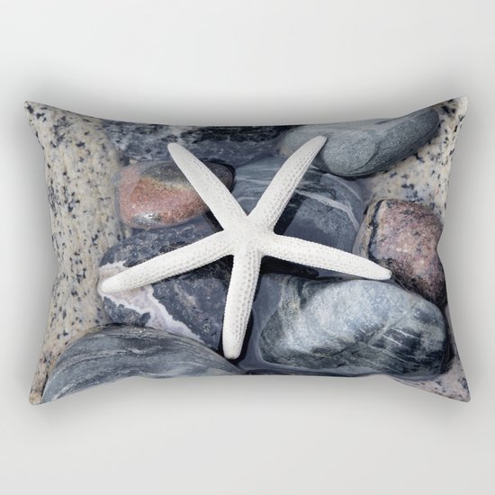 Starfish and pebble on beach Rectangular Pillow
