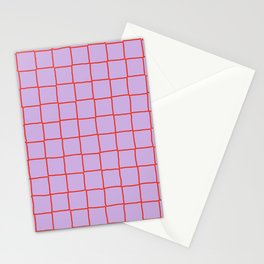 Red + Lavender Plaid Checker Stationery Card