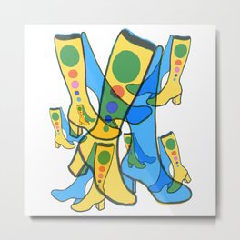 Gogo Boots Everywhere Dancing the Night Away Metal Print | Disco, 70S, 1970, Vintagefashion, Graphicdesign, Retrofashion, Digital, 60Sfashion, Vintageboots, Dancing 