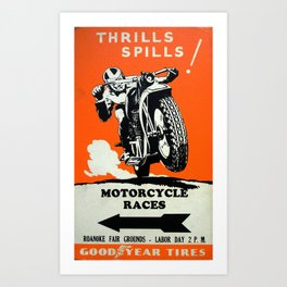 Motorcycle Races - Vintage Poster Art Print