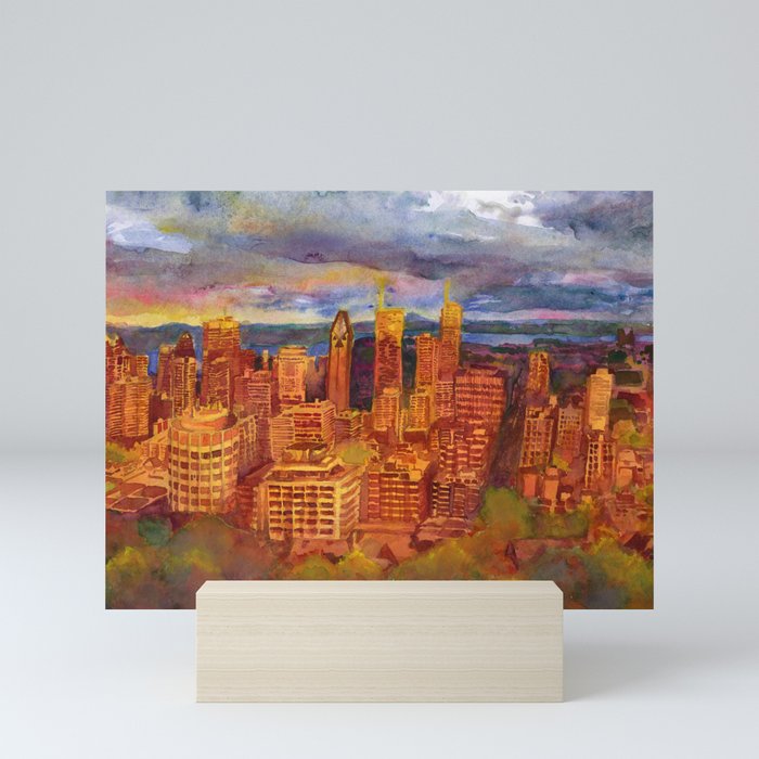 Montreal from Mont Royal during Sunset Mini Art Print