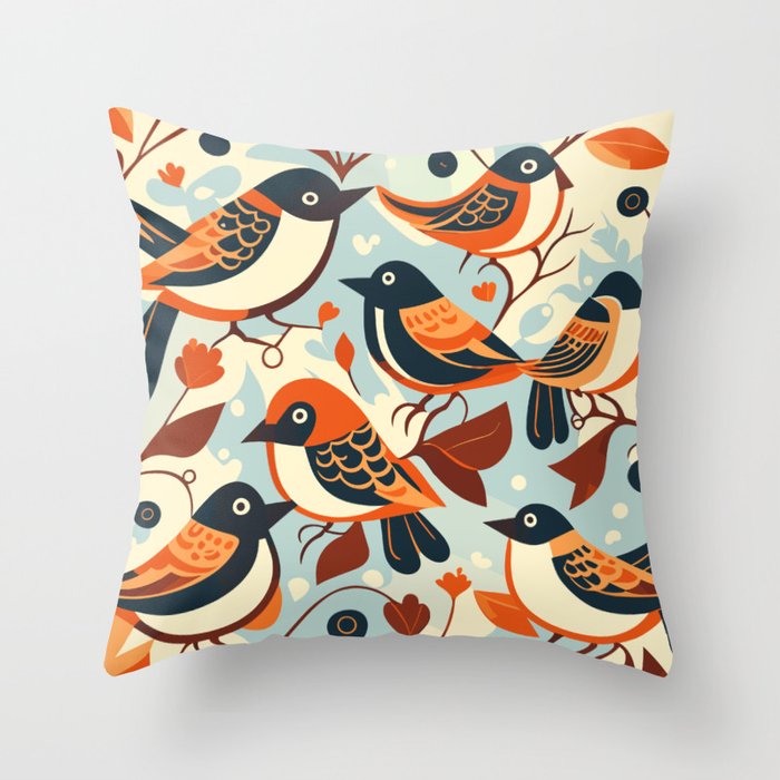 Birds pattern Throw Pillow