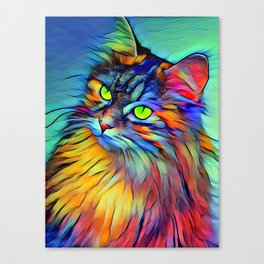 Felina vibrant, colorful, paint, beauty, amazing Canvas Print