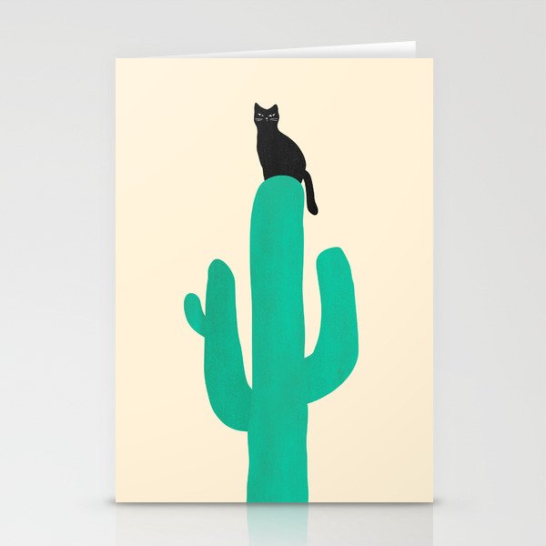 Cat on cactus Stationery Cards