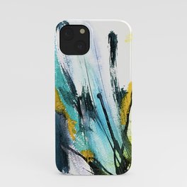 Splash: a vibrant mixed media piece in blues and yellows iPhone Case
