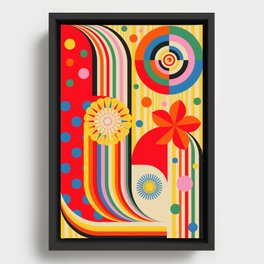 Bold Rainbow Sunflower, Circles, Girl and Pop Wave Framed Canvas