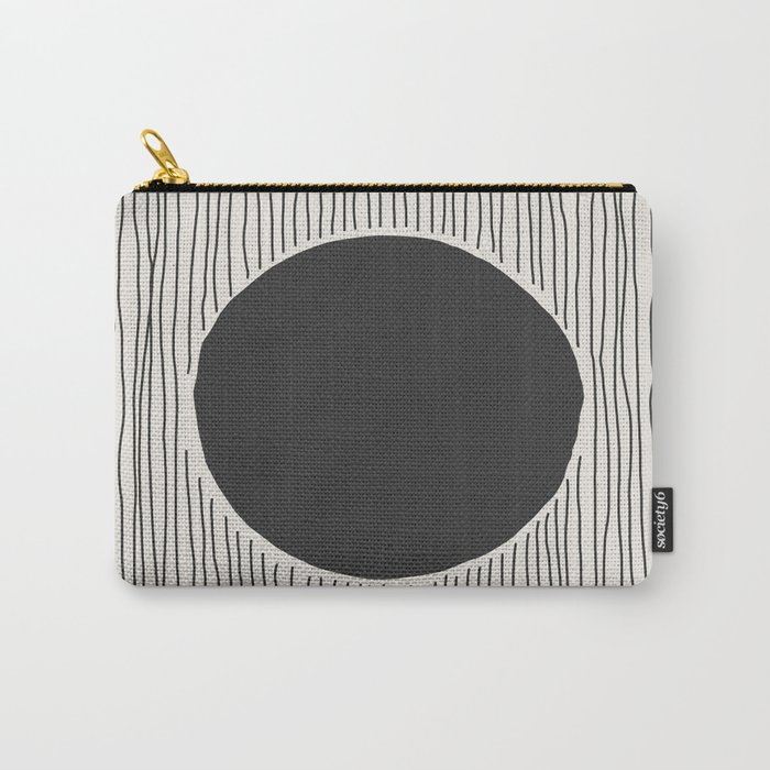 Abstract Circle and Lines in Black on Cream Carry-All Pouch