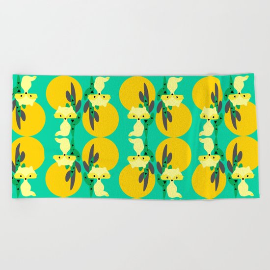 Desert fox pattern Beach Towel