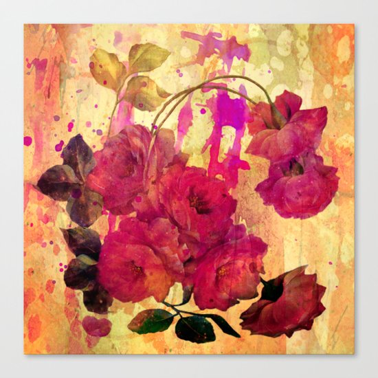 roses on abstract background Canvas Print