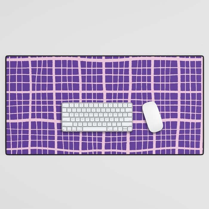 Pretty Pink and Purple Squares Graph Paper Desk Mat