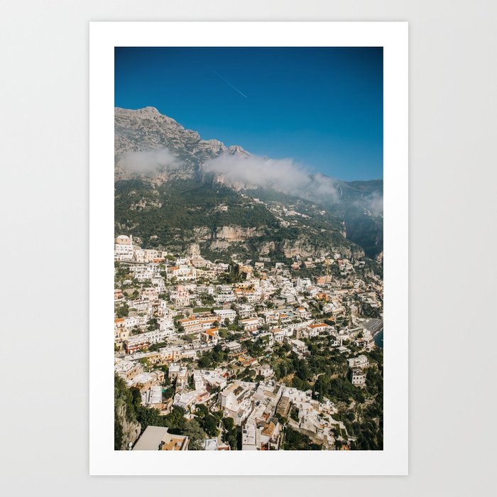View of the Houses on the Amalfi Coast in Italy on a Clear Blue Day Art Print
