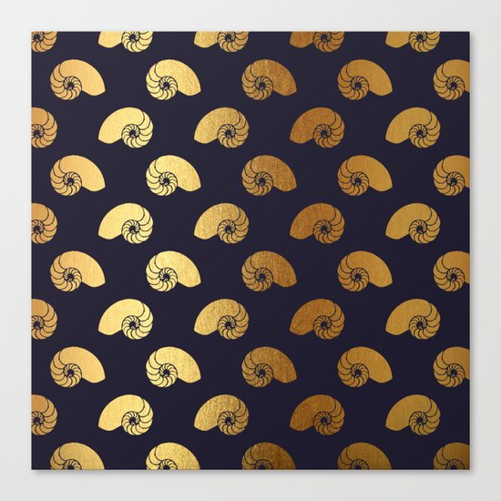 Nautical gold shell Canvas Print