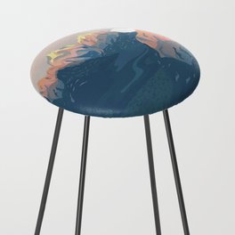 Painted Mountain View Counter Stool