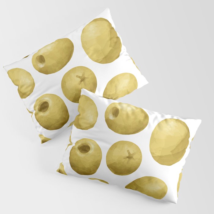 Green olive watercolor seamless pattern Pillow Sham