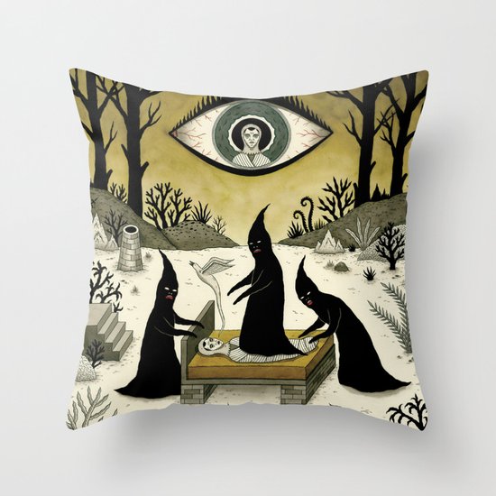 Three Shadow People Terrify a Victim During an Episode of Sleep Paralysis Throw Pillow