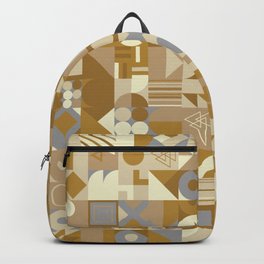 Grey, Green, Beige Colorful Minimalist Geometric Design Gift Pattern Art Print Backpack