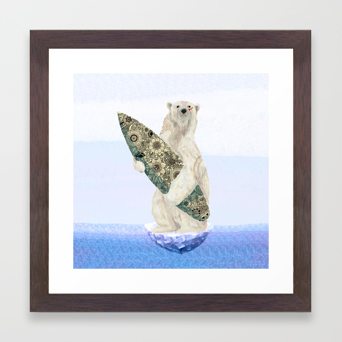 Polar Bear Surf Black Framed Art Print By Noahsart Society6