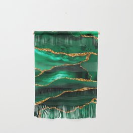Abstract Green And Gold Emerald Marble Landscape  Wall Hanging