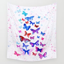 Magic Butterflies - Watercolor Butterflies Wall Tapestry