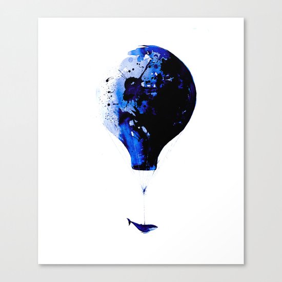 Blue journey #whale #balloon #travel #blue Canvas Print