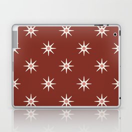Atomic mid century retro star flower pattern in red background Laptop Skin