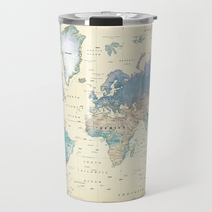 Antique Inspired World Map [shaded relief] Travel Mug