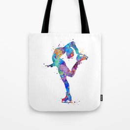 Ice Skating Girl Colorful Watercolor Art Sports Art Gift Tote Bag