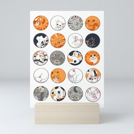 Polka dot cats Mini Art Print