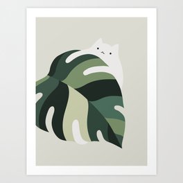 Cat and Plant 12B Art Print
