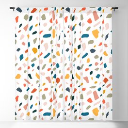 Terrazzo, Abstract Quirky Shapes Bohemian Modern Pattern Confetti Celebration Random Colorful Shapes Blackout Curtain