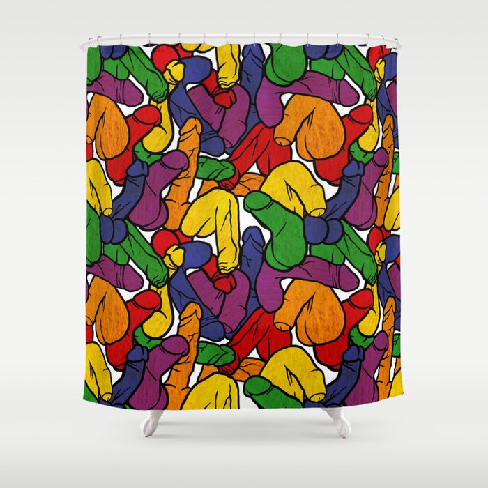 Schlong Song in Rainbow, All the Penis! Shower Curtain