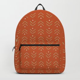 Arrow Geometric Pattern 14 in Sage Green Orange Backpack | Abstract, Orange, African, Arrow, Urban, Print, Green, Tribal, Ethnic, Geometric 