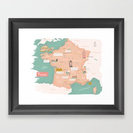 France Map Framed Art Print