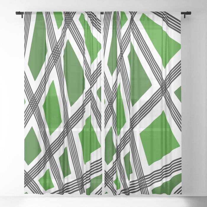 Abstract geometric pattern - green. Sheer Curtain